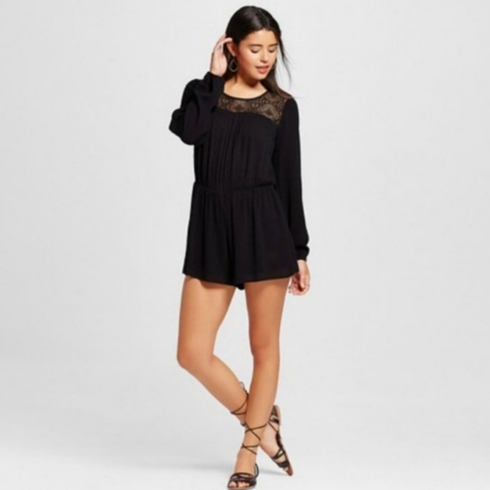 Xhilaration Black Long Sleeve Romper